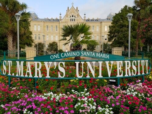 St. Mary's University sign in front of building